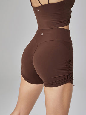 Yomoment ヒップアップ キュロットパンツ サイドシャーリング入り 美脚ショートパンツ 脚長見え 動きやすく 快適