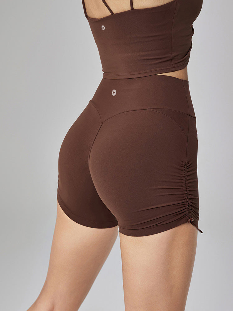 Yomoment ヒップアップ キュロットパンツ サイドシャーリング入り 美脚ショートパンツ 脚長見え 動きやすく 快適