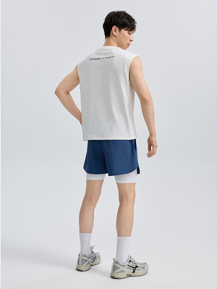 Yomoment メンズ 2in1 ポケット付き ショートパンツ ランニング ジム トレーニング  軽量 快適