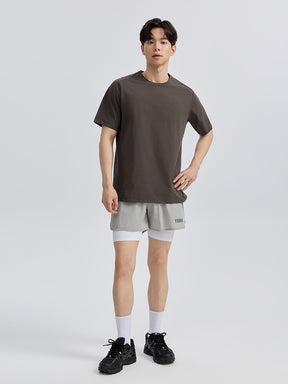 Yomoment メンズ 2in1 ポケット付き ショートパンツ ランニング ジム トレーニング  軽量 快適