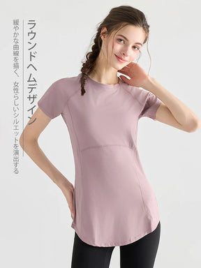Yomoment ロング丈 レディース 半袖Tシャツ 着痩せ 体型カバー トップス 細見え ヒップカバー