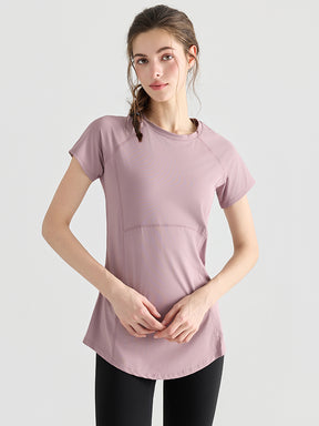 Yomoment ロング丈 レディース 半袖Tシャツ 着痩せ 体型カバー トップス 細見え ヒップカバー
