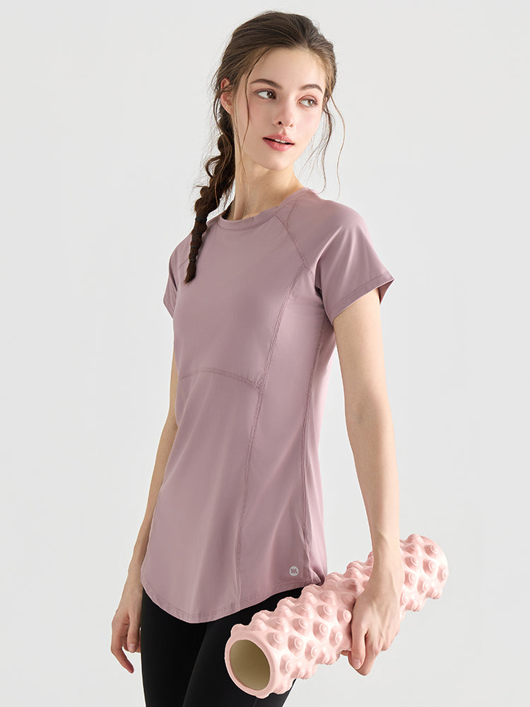 Yomoment ロング丈 レディース 半袖Tシャツ 着痩せ 体型カバー トップス 細見え ヒップカバー