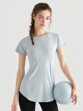 Yomoment ロング丈 レディース 半袖Tシャツ 着痩せ 体型カバー トップス 細見え ヒップカバー