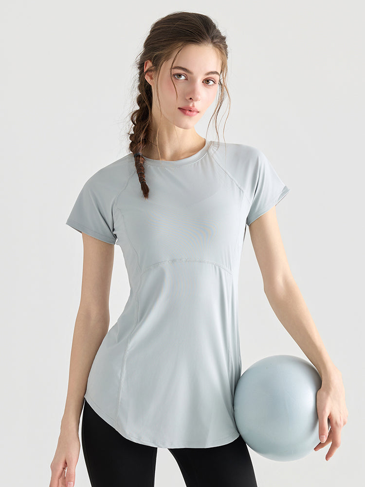 Yomoment ロング丈 レディース 半袖Tシャツ 着痩せ 体型カバー トップス 細見え ヒップカバー