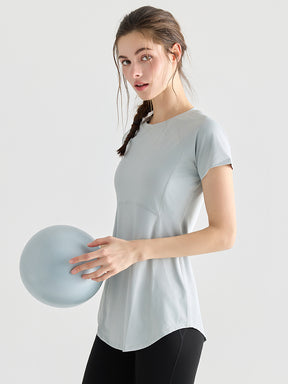 Yomoment ロング丈 レディース 半袖Tシャツ 着痩せ 体型カバー トップス 細見え ヒップカバー