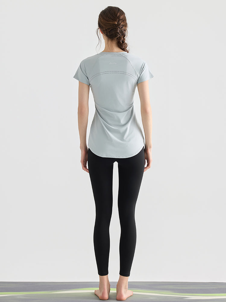 Yomoment ロング丈 レディース 半袖Tシャツ 着痩せ 体型カバー トップス 細見え ヒップカバー