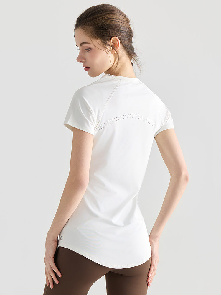 Yomoment ロング丈 レディース 半袖Tシャツ 着痩せ 体型カバー トップス 細見え ヒップカバー