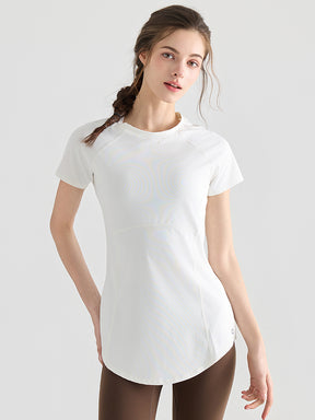Yomoment ロング丈 レディース 半袖Tシャツ 着痩せ 体型カバー トップス 細見え ヒップカバー