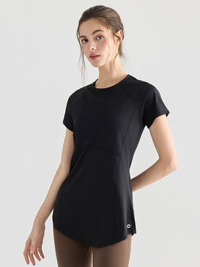 Yomoment ロング丈 レディース 半袖Tシャツ 着痩せ 体型カバー トップス 細見え ヒップカバー