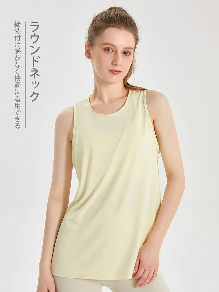 Yomoment レディース 冷感 メッシュ切り替え UVカット ノースリーブ タンクトップ 通気 涼しい