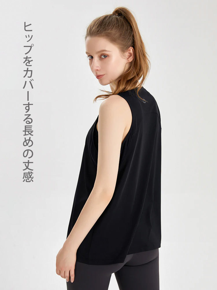 Yomoment レディース 冷感 メッシュ切り替え UVカット ノースリーブ タンクトップ 通気 涼しい