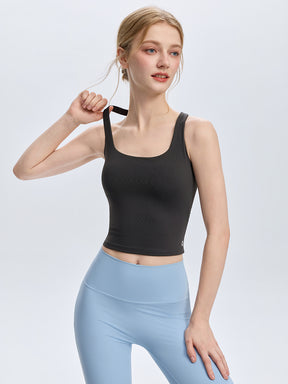ワイドストラップ クロスバック カップ付きヨガトップス