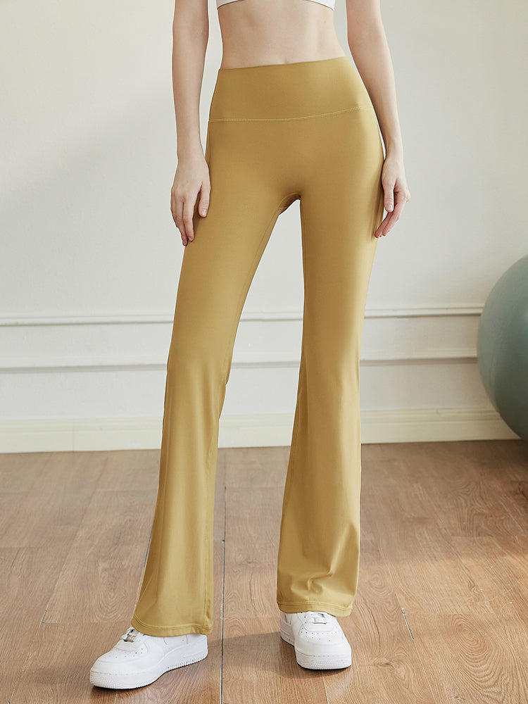 Yomoment LYCRA® フレアパンツ ハイウエスト レギンス 美脚シルエット 高伸縮 スタイルアップ