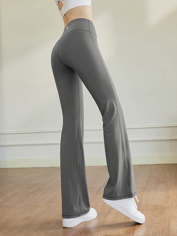 Yomoment LYCRA® フレアパンツ ハイウエスト レギンス 美脚シルエット 高伸縮 スタイルアップ