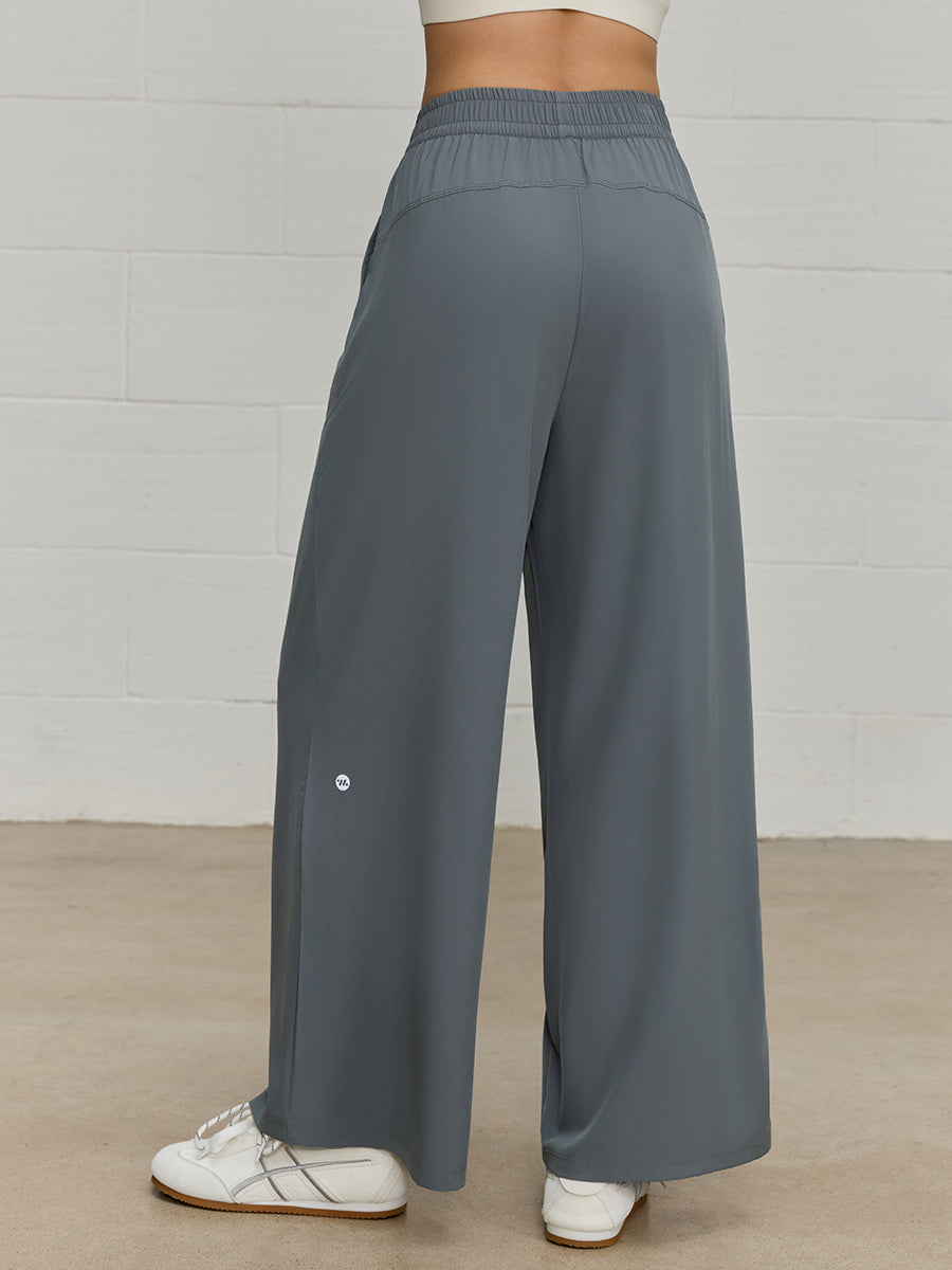 落ち感 体型カバー ワイドストレートパンツ