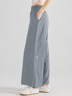 落ち感 体型カバー ワイドストレートパンツ