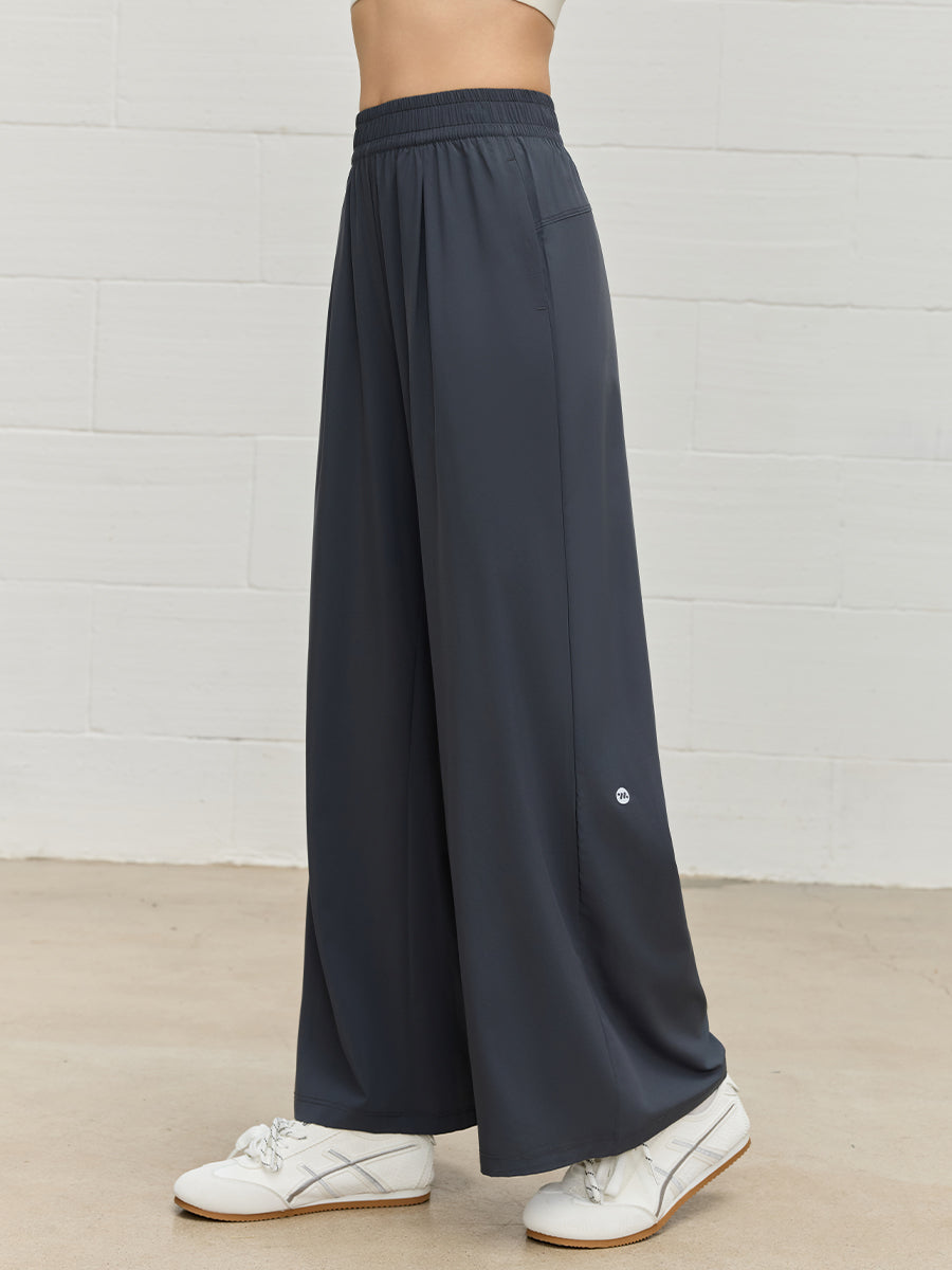 落ち感 体型カバー ワイドストレートパンツ