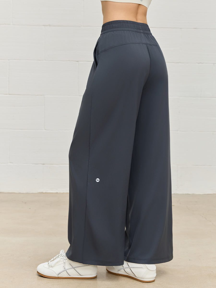 落ち感 体型カバー ワイドストレートパンツ