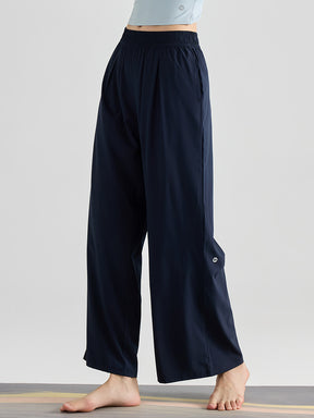 落ち感 体型カバー ワイドストレートパンツ