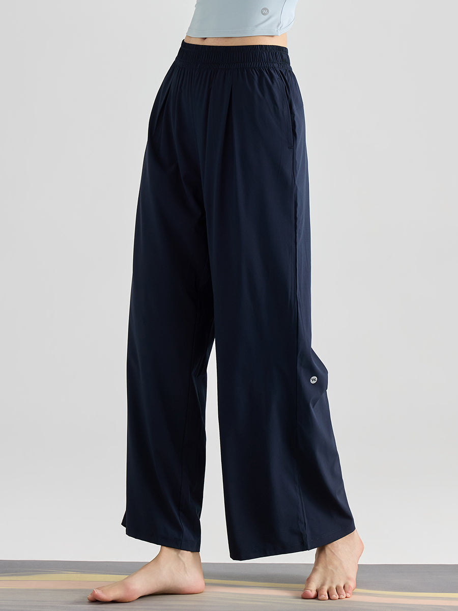 落ち感 体型カバー ワイドストレートパンツ