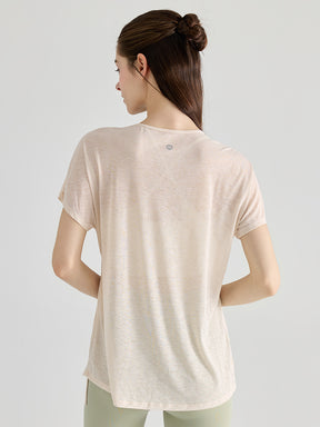 Yomoment ヨガTシャツ レディース 体型カバー ゆったり 透け感 軽量速乾 サイドリボン 半袖 通気 