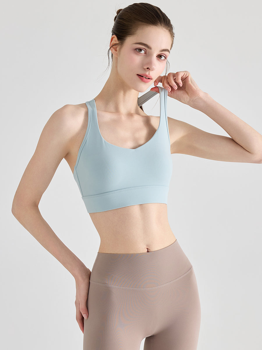 Yomoment YoFlex™ スポーツブラ レディース クロスバック 美背ブラ 吸汗速乾 脇高 ハイサポート 高品質素材