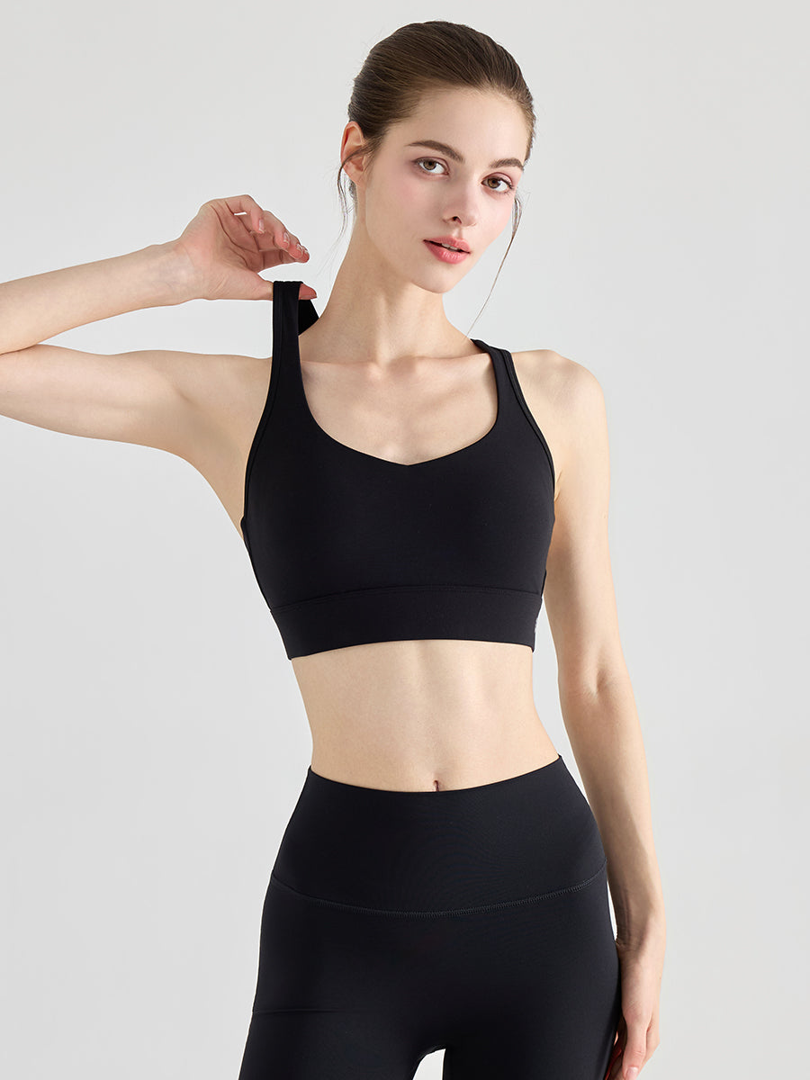 Yomoment YoFlex™ スポーツブラ レディース クロスバック 美背ブラ 吸汗速乾 脇高 ハイサポート 高品質素材