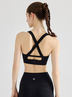 Yomoment YoFlex™ スポーツブラ レディース クロスバック 美背ブラ 吸汗速乾 脇高 ハイサポート 高品質素材