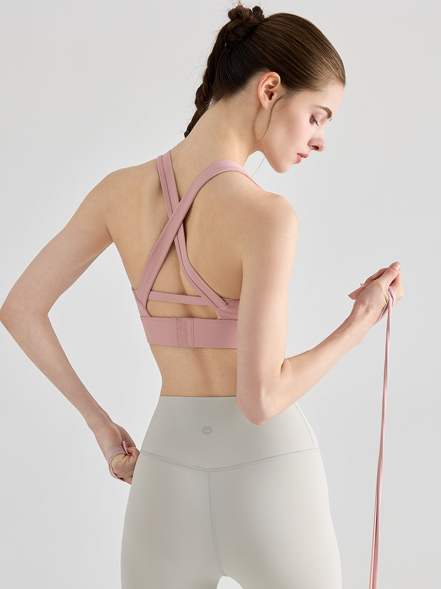 Yomoment YoFlex™ スポーツブラ レディース クロスバック 美背ブラ 吸汗速乾 脇高 ハイサポート 高品質素材