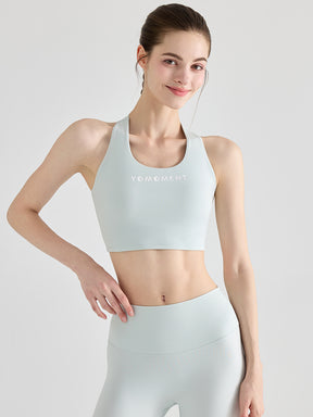 Uネック バックツイスト ヨガブラトップ カップ付き