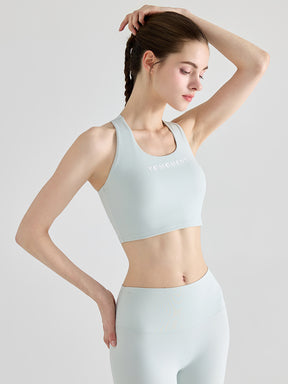 Uネック バックツイスト ヨガブラトップ カップ付き