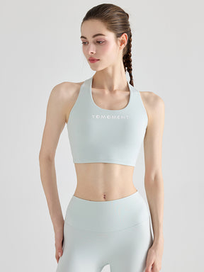 Uネック バックツイスト ヨガブラトップ カップ付き