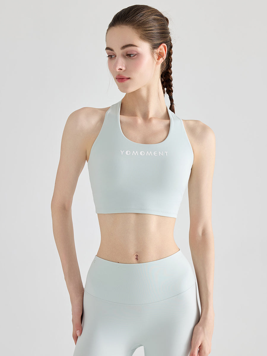 Uネック バックツイスト ヨガブラトップ カップ付き
