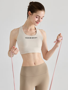 Uネック バックツイスト ヨガブラトップ カップ付き