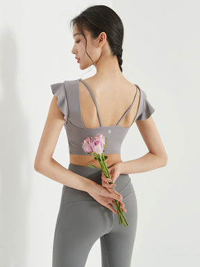 フリル袖トップス スポーツ半袖 レディース モデル着用