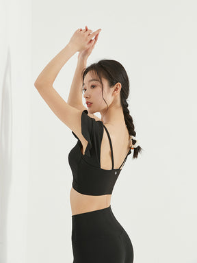 レディース フリル袖トップス 美背デザイン 背面スタイル