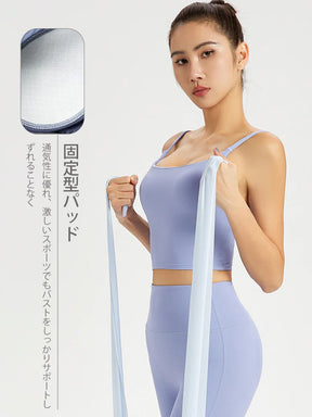 Yomoment クロスバック ブラキャミソール ヨガトップス レディース カップ付き 美背 