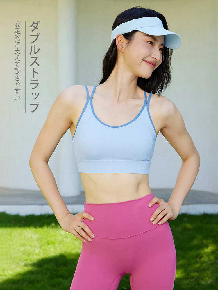 Yomoment Uネック クロスバック ハイサポートレディース スポーツブラ 揺れない ホック付き 美背 