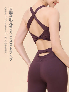 Yomoment バッククロス スポーツブラ ハイサポート UVカット 美背 高ホールド ズレにくい 快適フィット