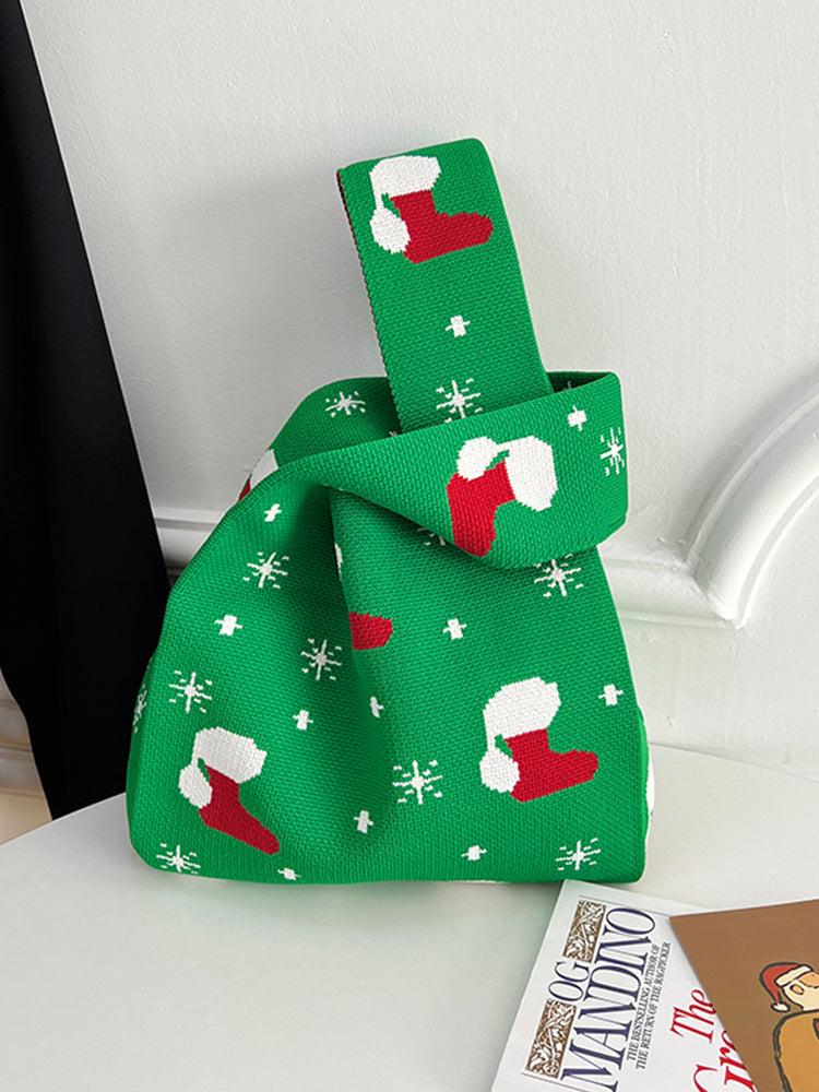ニットバッグ クリスマス雰囲気 可愛い 弁当バッグ