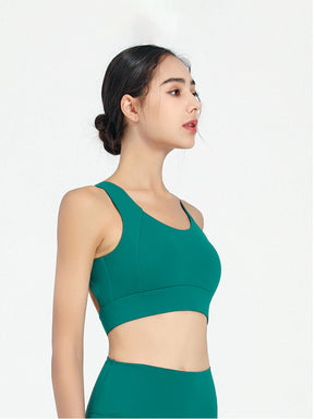 LYCRA®素材　背中開き　スポーツブラ　防振