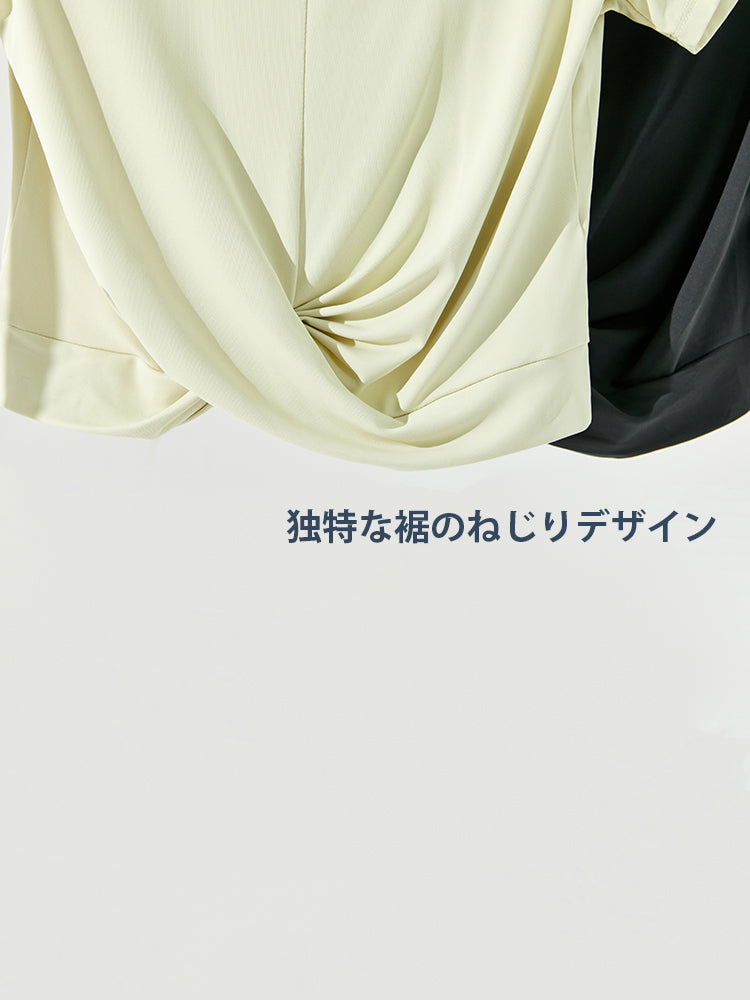 レディース 裾ねじり速乾Tシャツ 吸汗速乾 スポーツトップス